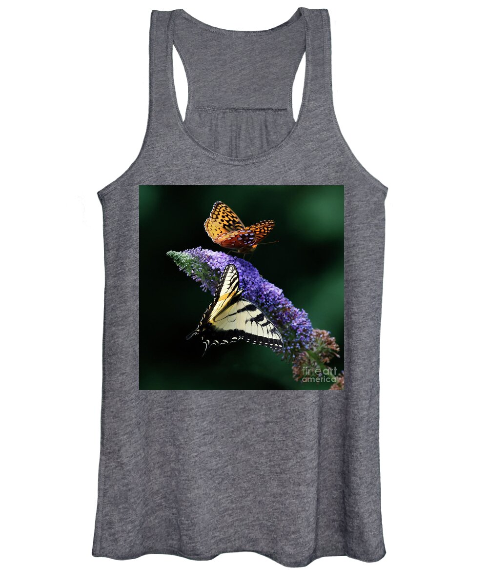 Butterfly Women's Tank Top featuring the photograph A pair of summer butterflies by Bobbie Turner