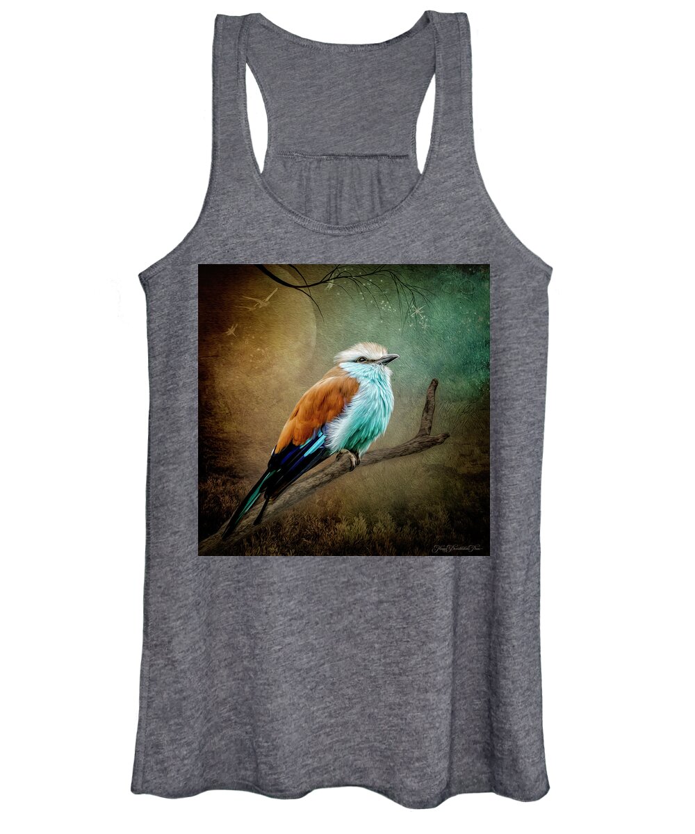 Bird Women's Tank Top featuring the digital art A Pause in Time by Maggy Pease