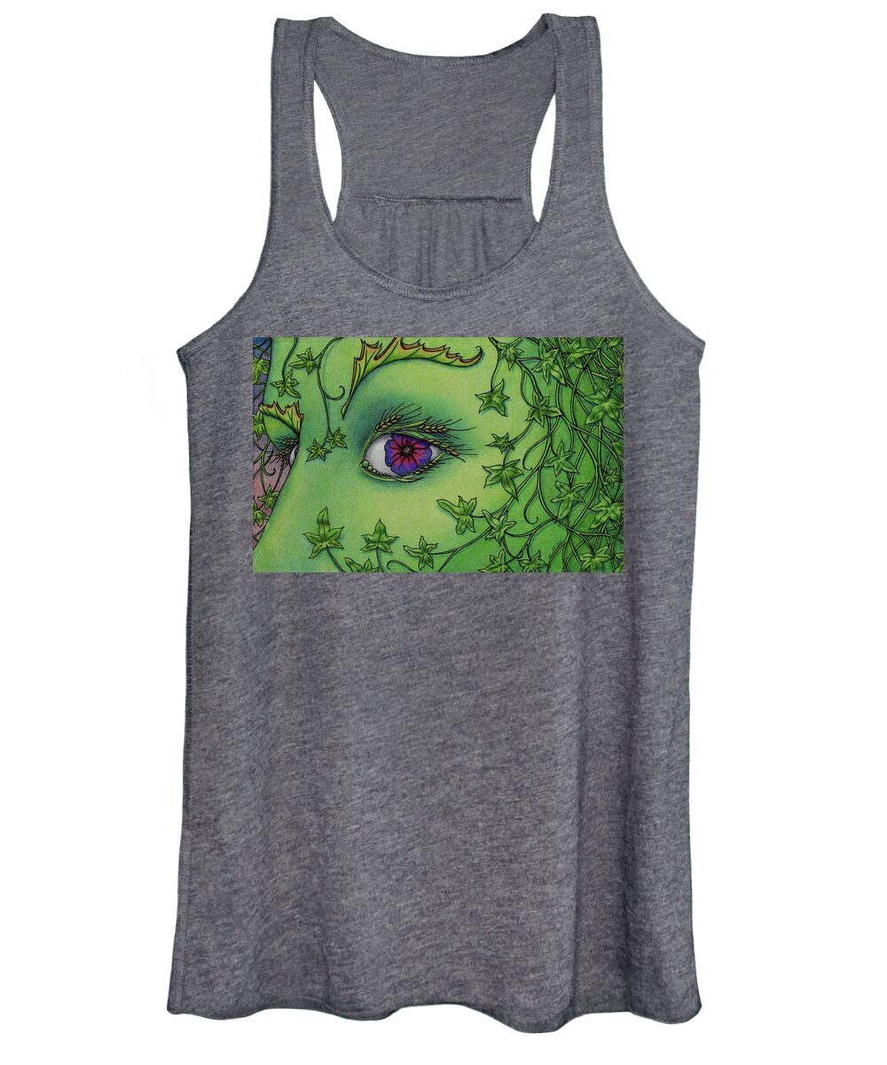 Kim Mcclinton Women's Tank Top featuring the drawing The Side-Eye from Mother Nature by Kim McClinton