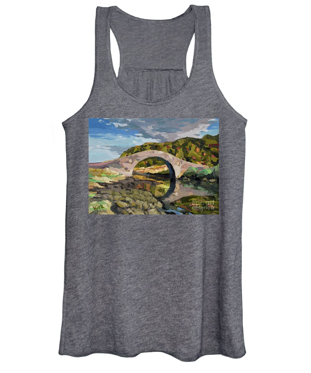 Scotland Women's Tank Top featuring the painting Abandoned Bridge, 2015 by PJ Kirk