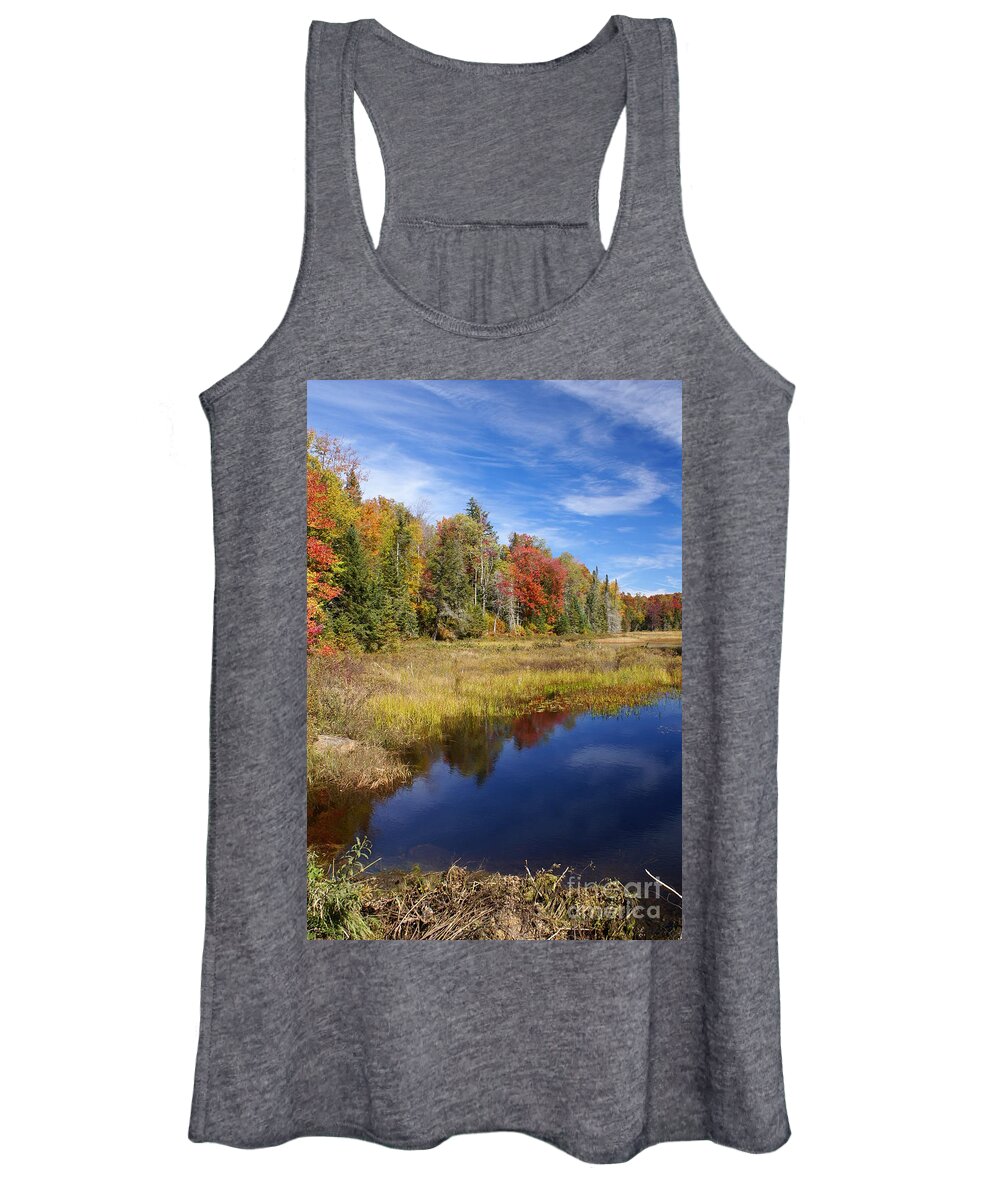 Mason Lake Women's Tank Top featuring the photograph Adirondack Autumn Curlique by Darcy Leigh