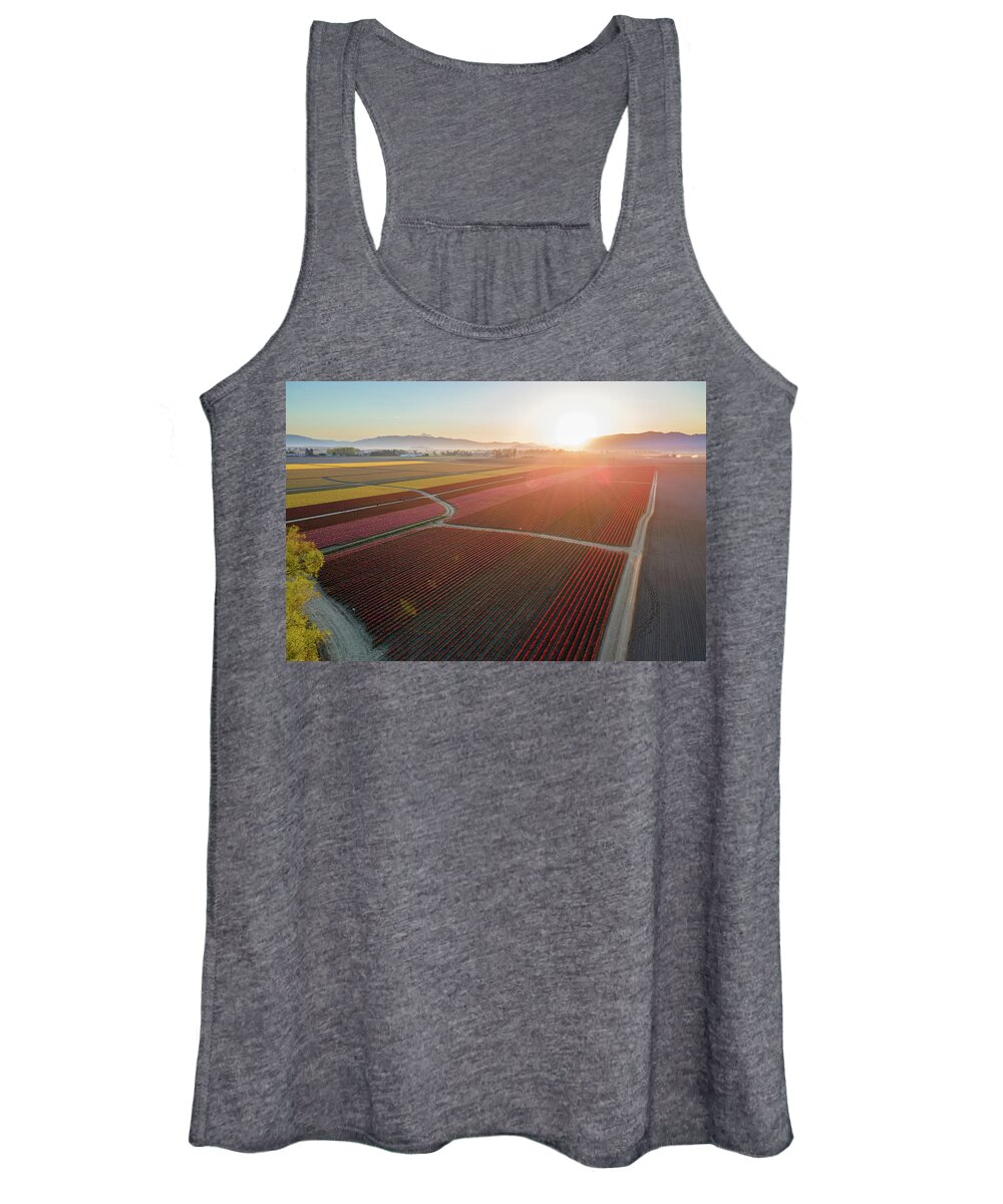 Skagit Women's Tank Top featuring the photograph Aerial Tulips1 by Michael Rauwolf