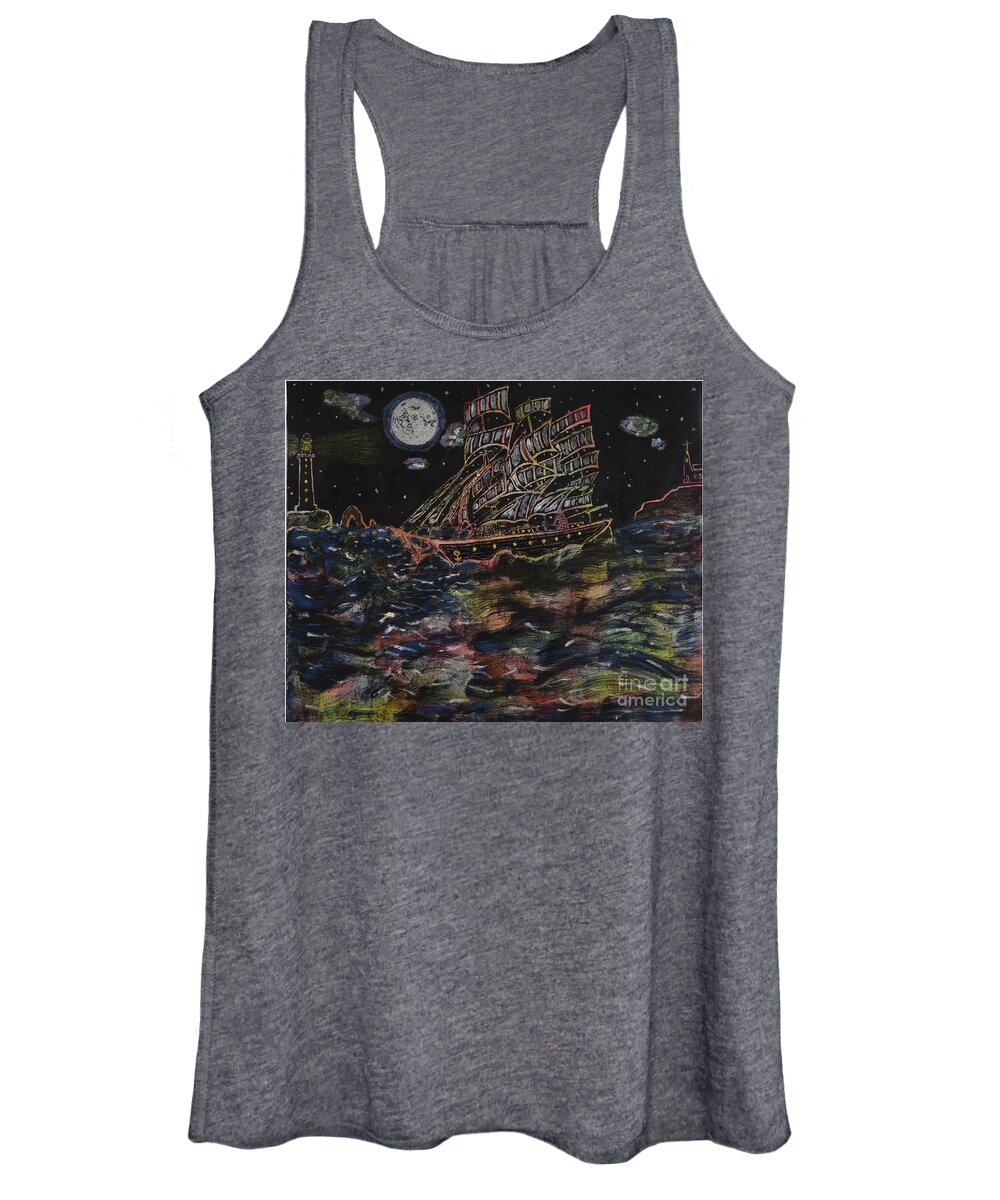 Ship Women's Tank Top featuring the painting Affair of the seas by David Westwood