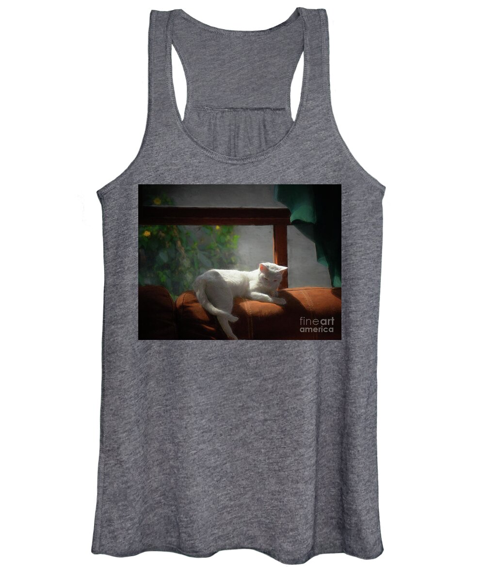 Cat Women's Tank Top featuring the photograph Afternoon Snooze by John Kolenberg