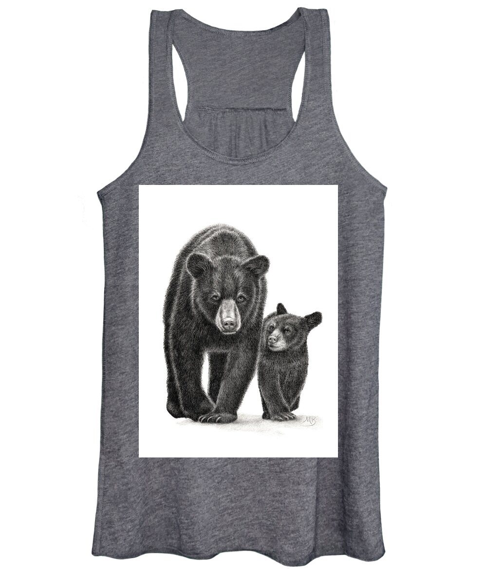 Black Bear Women's Tank Top featuring the drawing The Why Phase by Monica Burnette