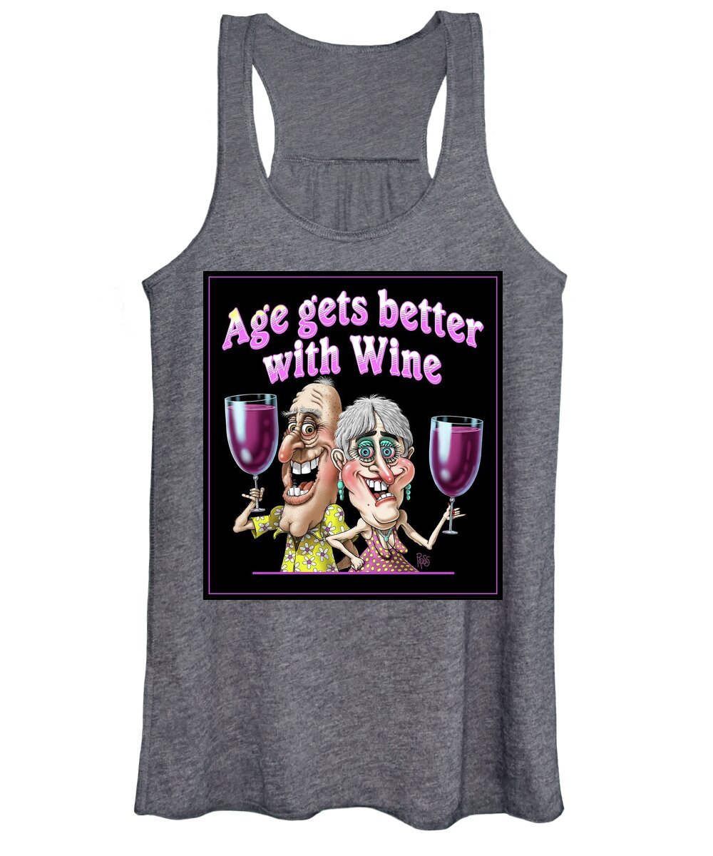 Wine Women's Tank Top featuring the digital art Age Gets Better With Wine Couple by Scott Ross