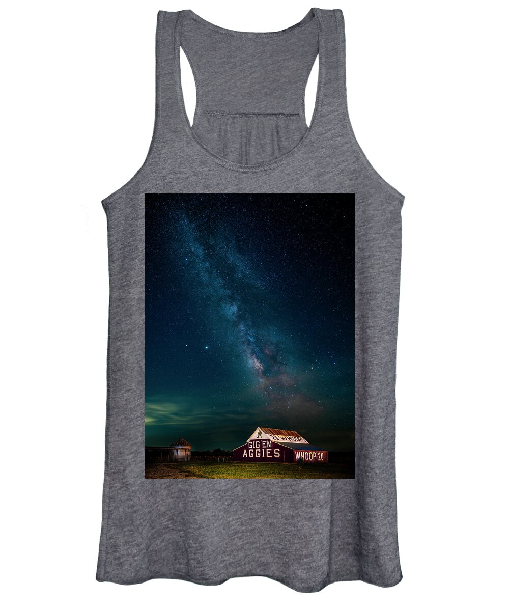 Texas Women's Tank Top featuring the photograph Aggie Barn Under the Stars by David Morefield