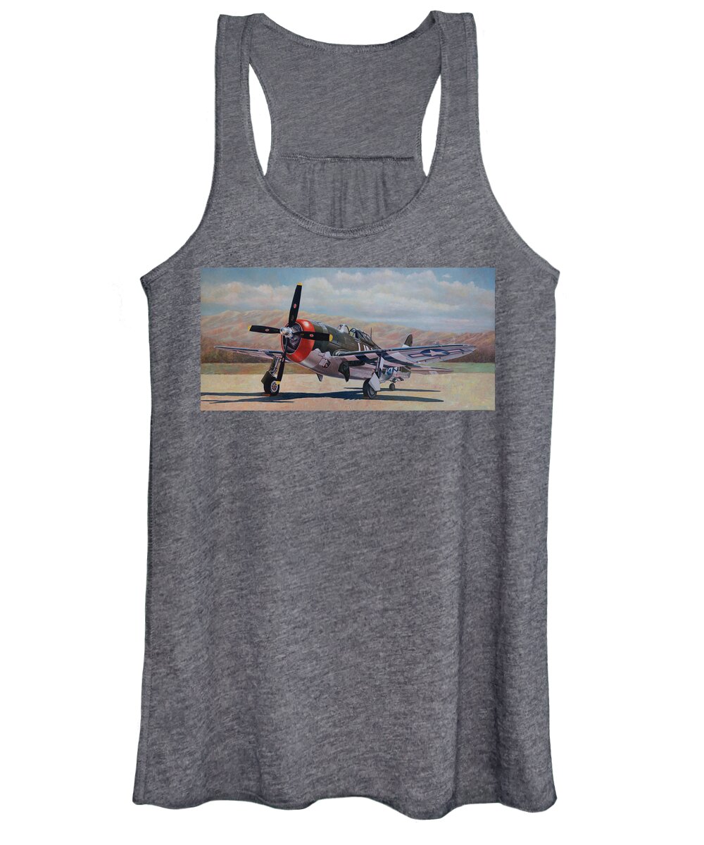 Aviation Women's Tank Top featuring the painting Airshow Thunderbolt by Douglas Castleman