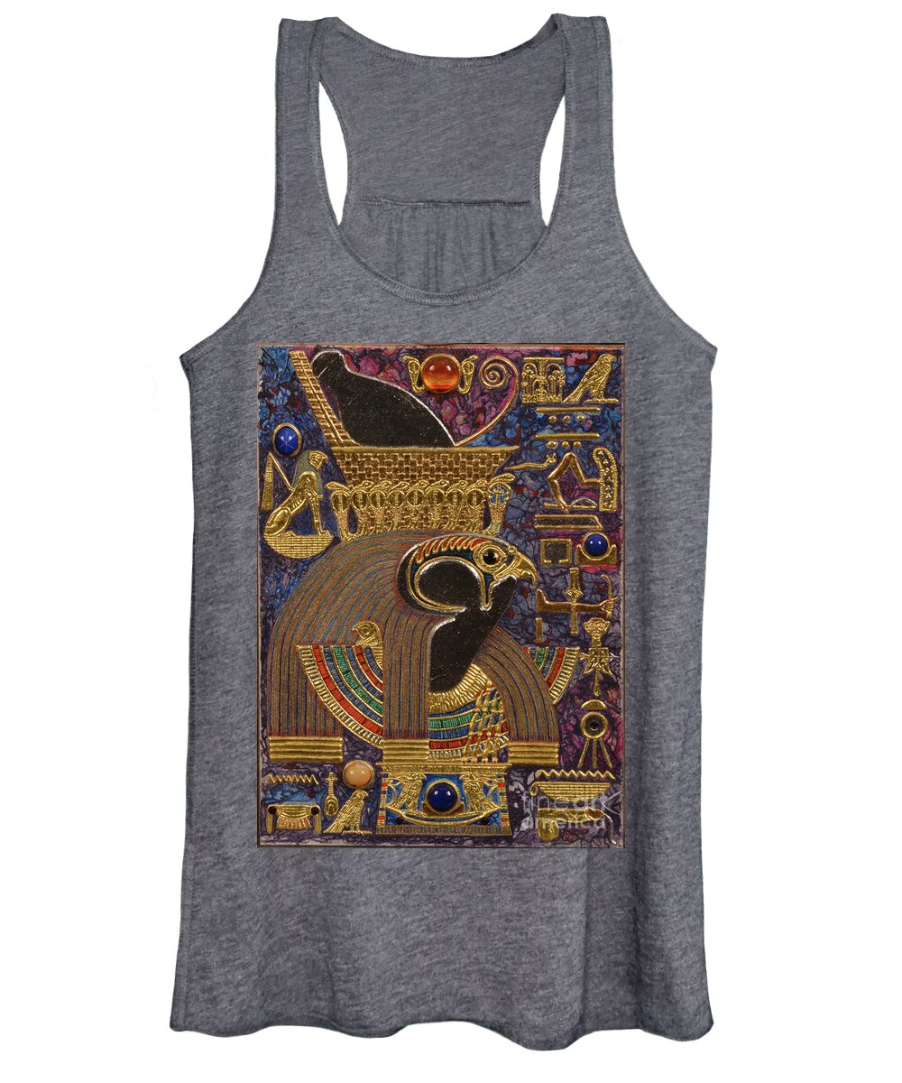 Ancient Women's Tank Top featuring the mixed media Akem Shield of Heru Who Unites the Two Lands by Ptahmassu Nofra-Uaa