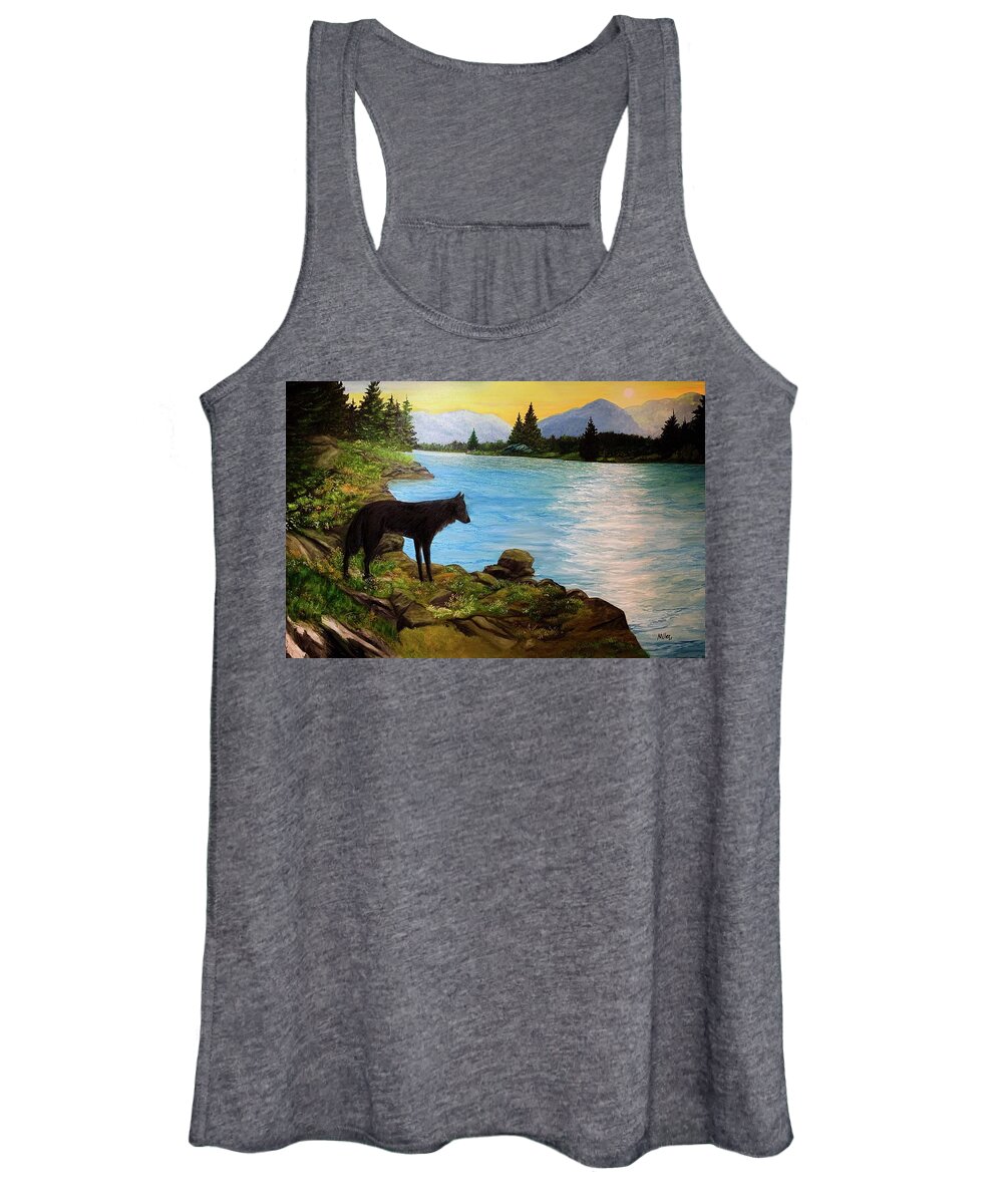  Women's Tank Top featuring the painting Along the river by Peggy Miller
