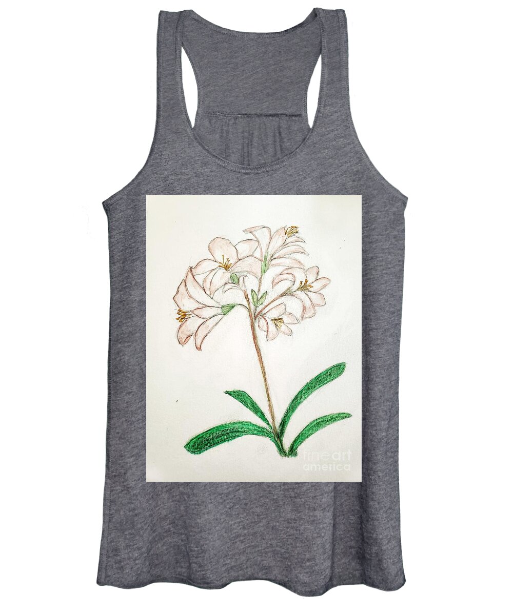 Beauty Women's Tank Top featuring the painting Amaryllis Lily by Margaret Welsh Willowsilk