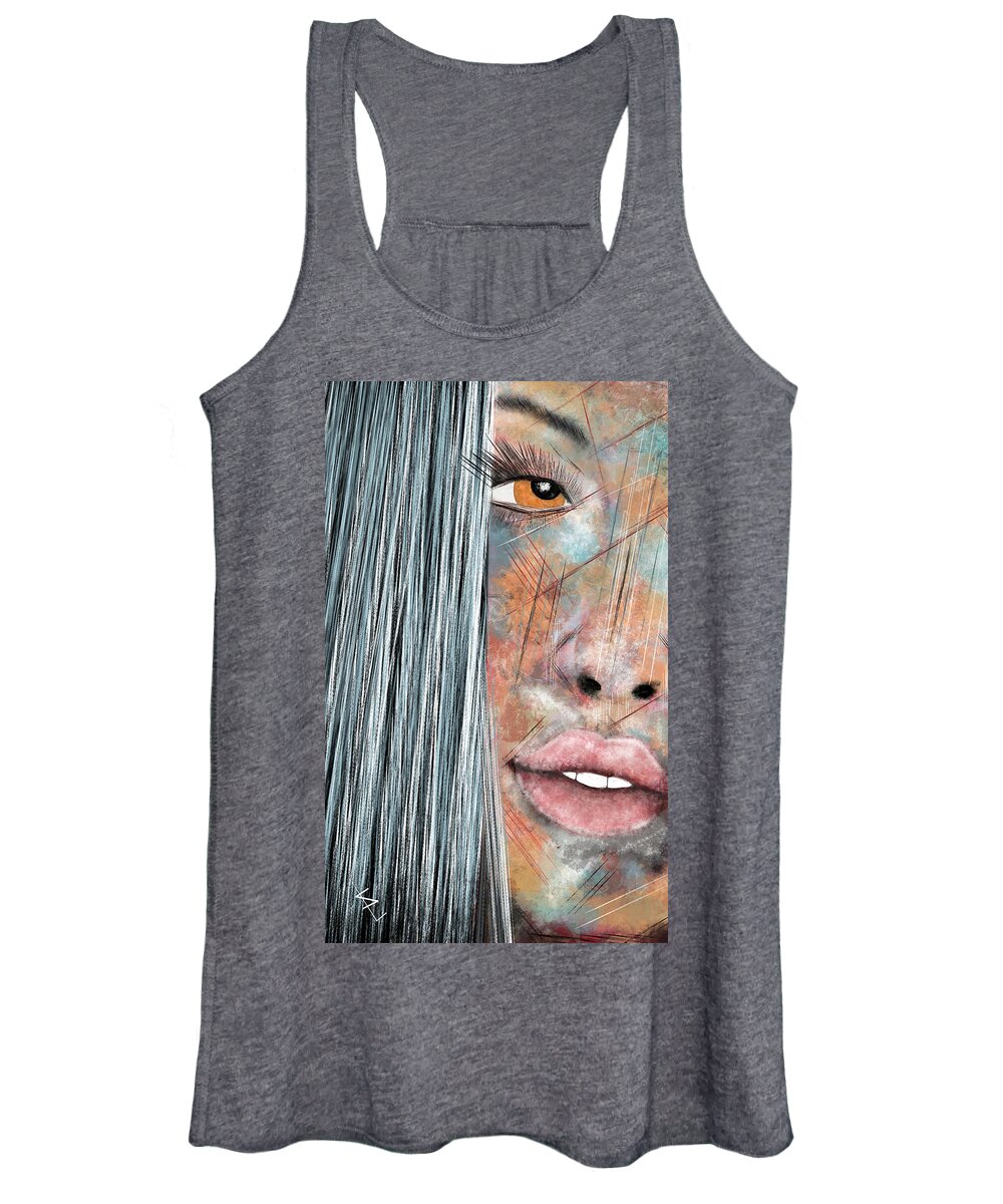 Portrait Women's Tank Top featuring the painting Amber Rose by Sannel Larson