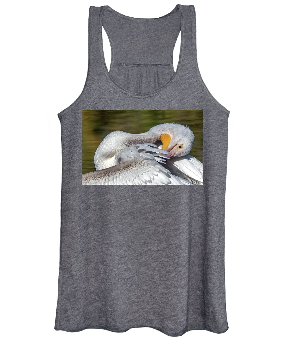 American White Pelican Women's Tank Top featuring the photograph American White Pelican 1276-110321-3 by Tam Ryan