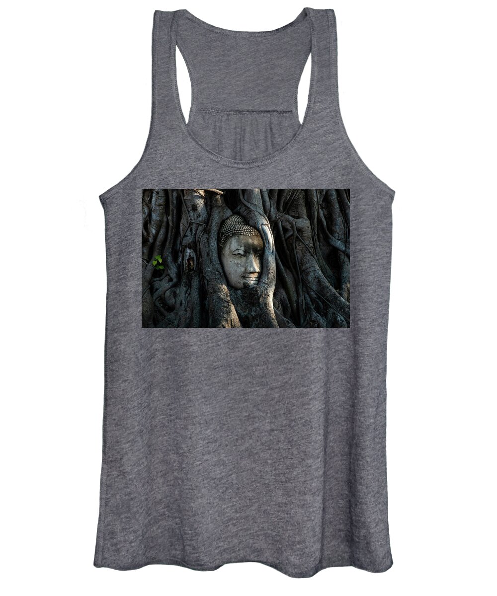 Buddha Women's Tank Top featuring the photograph The Fallen Kingdom - Buddha Statue, Wat Mahathat, Thailand by Earth And Spirit
