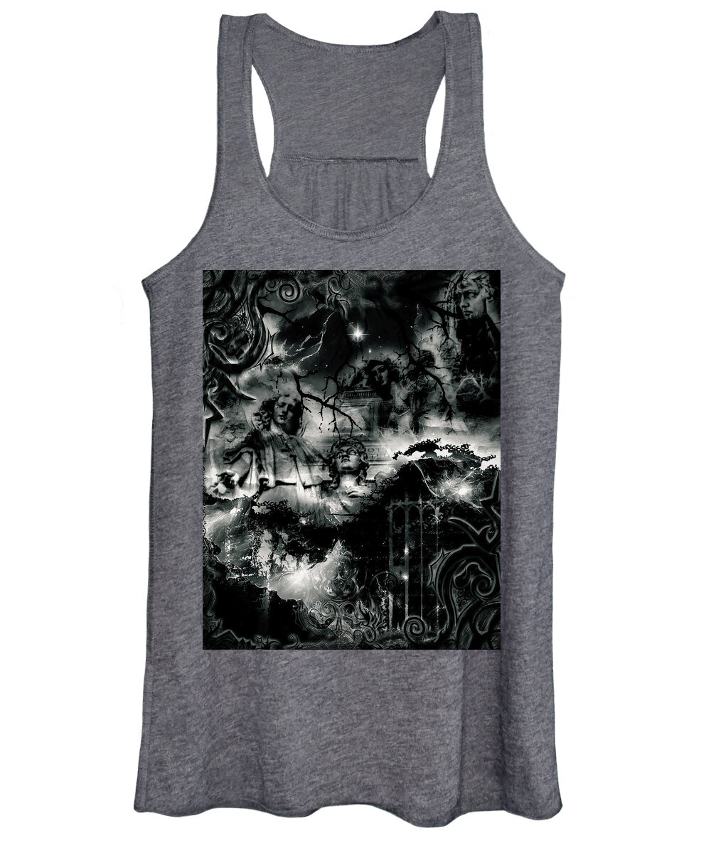 Angels Women's Tank Top featuring the digital art Angels In Gothica BW by Michael Damiani