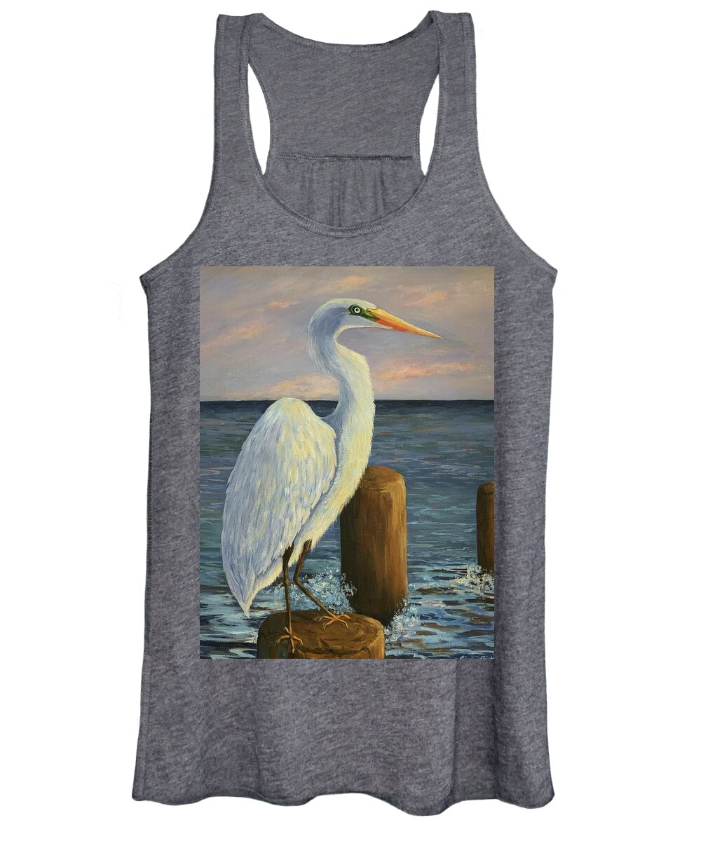 Egret Women's Tank Top featuring the painting Anticipation by Jane Ricker