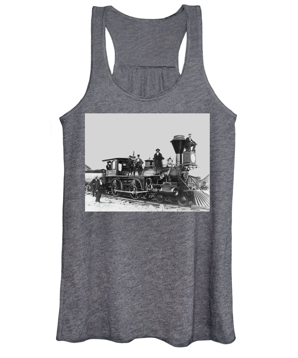 Locomotive Women's Tank Top featuring the photograph Antique Steam Locomotive by DK Digital