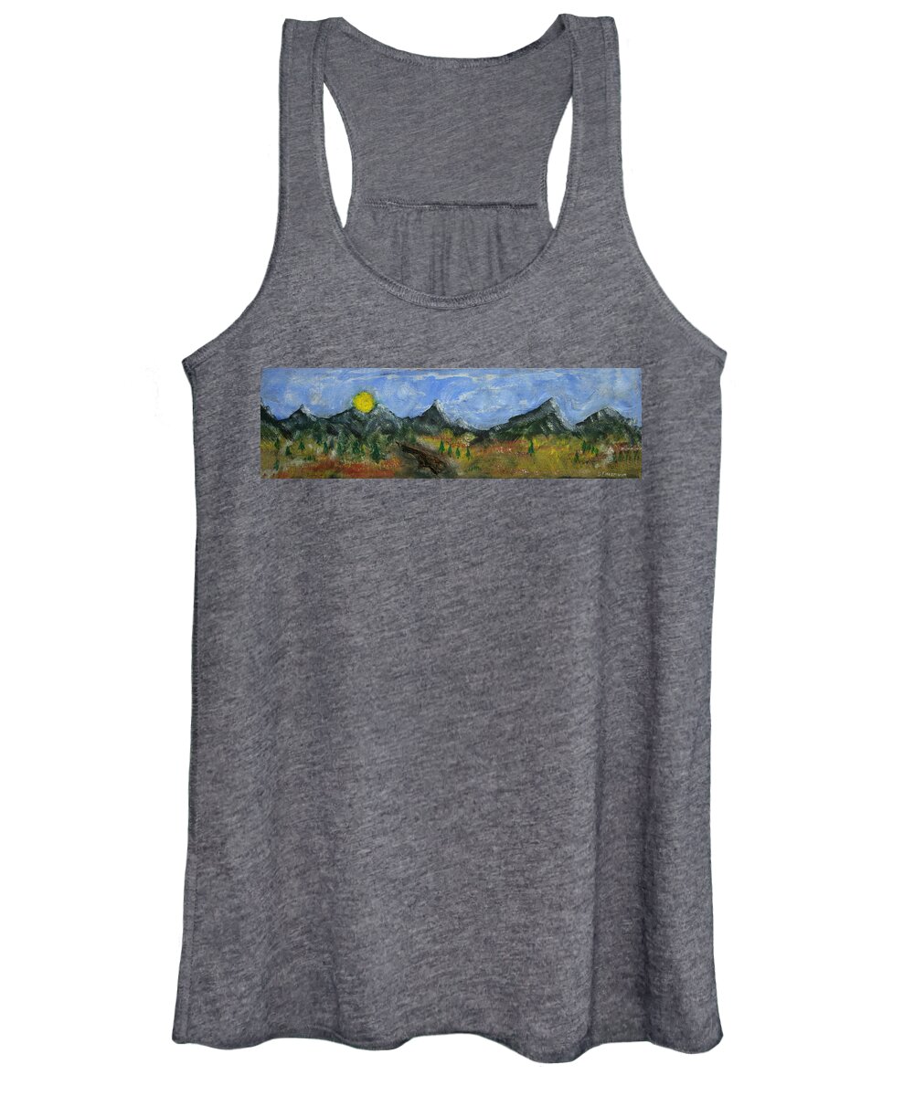 Dusk Women's Tank Top featuring the painting Arizona Mountains Landscape by David McCready