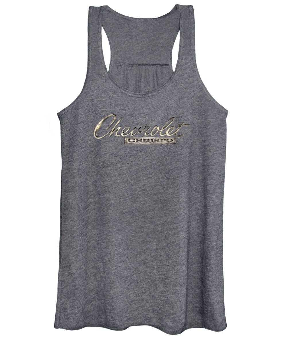 Automotive Women's Tank Top featuring the photograph Chevrolet Camaro Badge by YoPedro