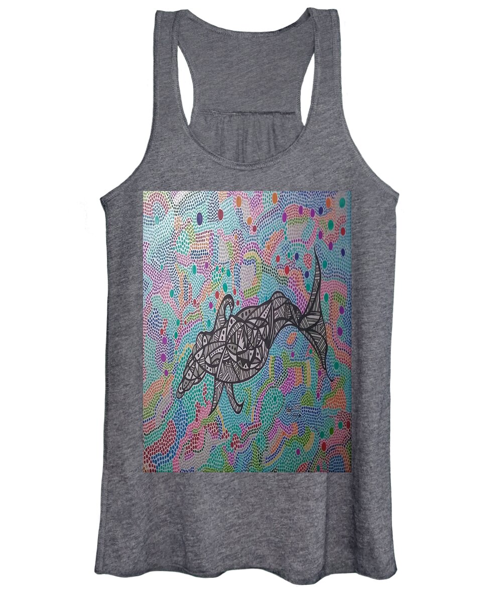 Dolphin Women's Tank Top featuring the mixed media Spotted Dolphin by Peter Johnstone