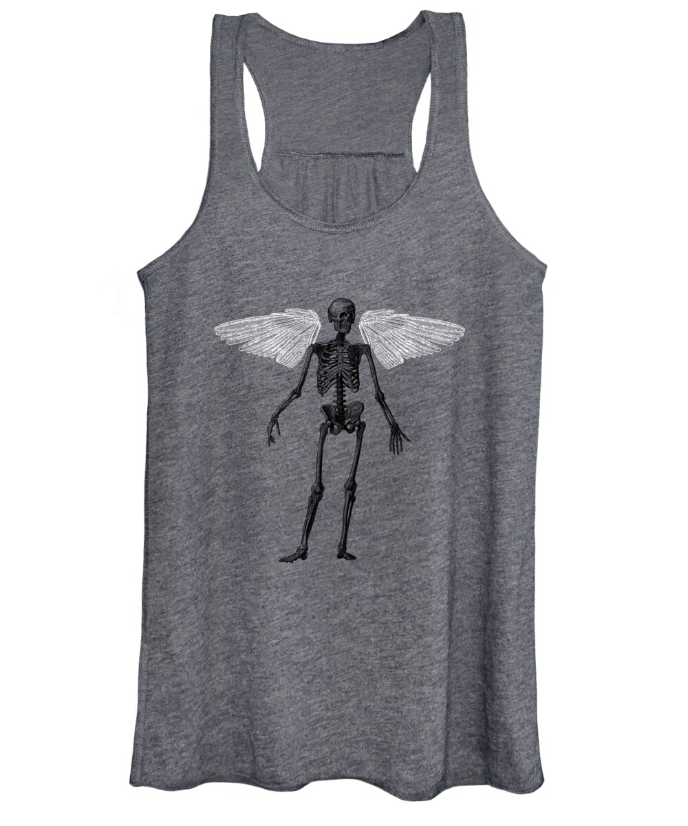 Skeleton Women's Tank Top featuring the mixed media Winged Skeleton by Madame Memento