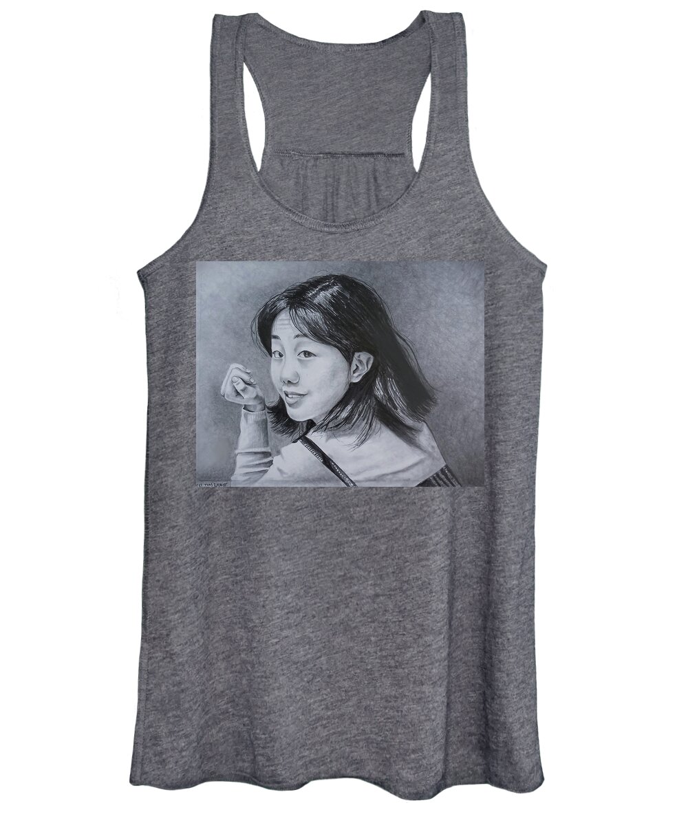 Girl Women's Tank Top featuring the drawing Asuka 6 by Tim Ernst