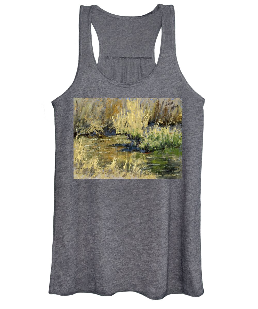 Landscape Women's Tank Top featuring the painting Autumn Marsh by David King Studio