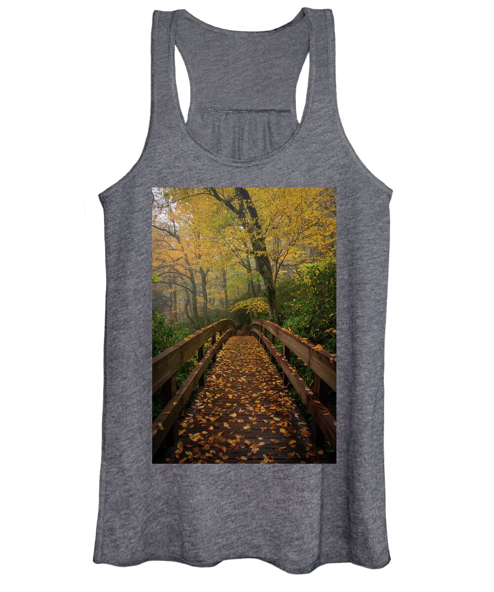 Blue Ridge Parkway Women's Tank Top featuring the photograph Autumn on the Trail by Robert J Wagner