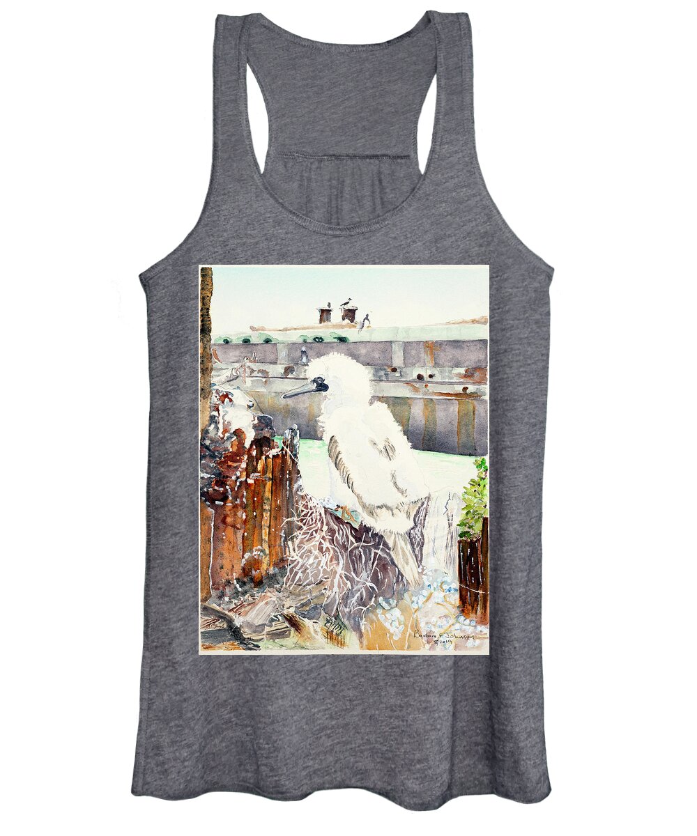Blue-footed Booby Women's Tank Top featuring the painting Baby Booby by Barbara F Johnson