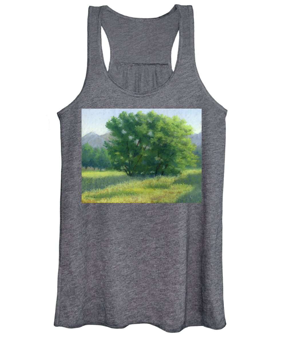 Landscape Women's Tank Top featuring the painting Back Field at Dusk by David King Studio
