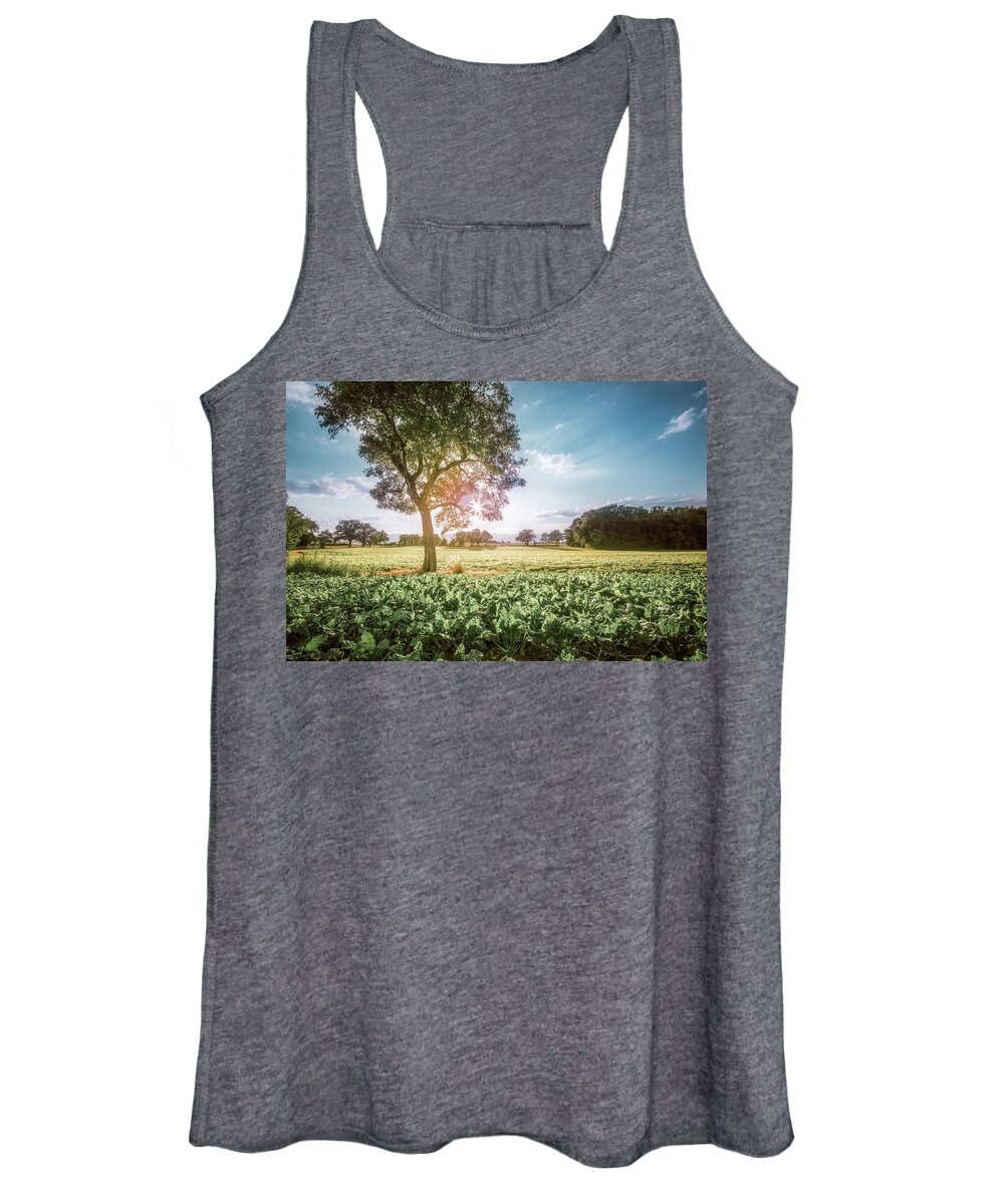 2018 Women's Tank Top featuring the photograph Backlit countryside landscape by Benoit Bruchez