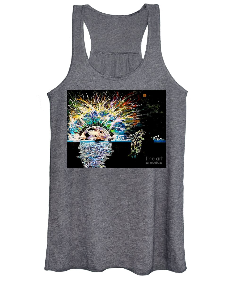 Drawing Women's Tank Top featuring the mixed media Bad Moon Rising by David Neace