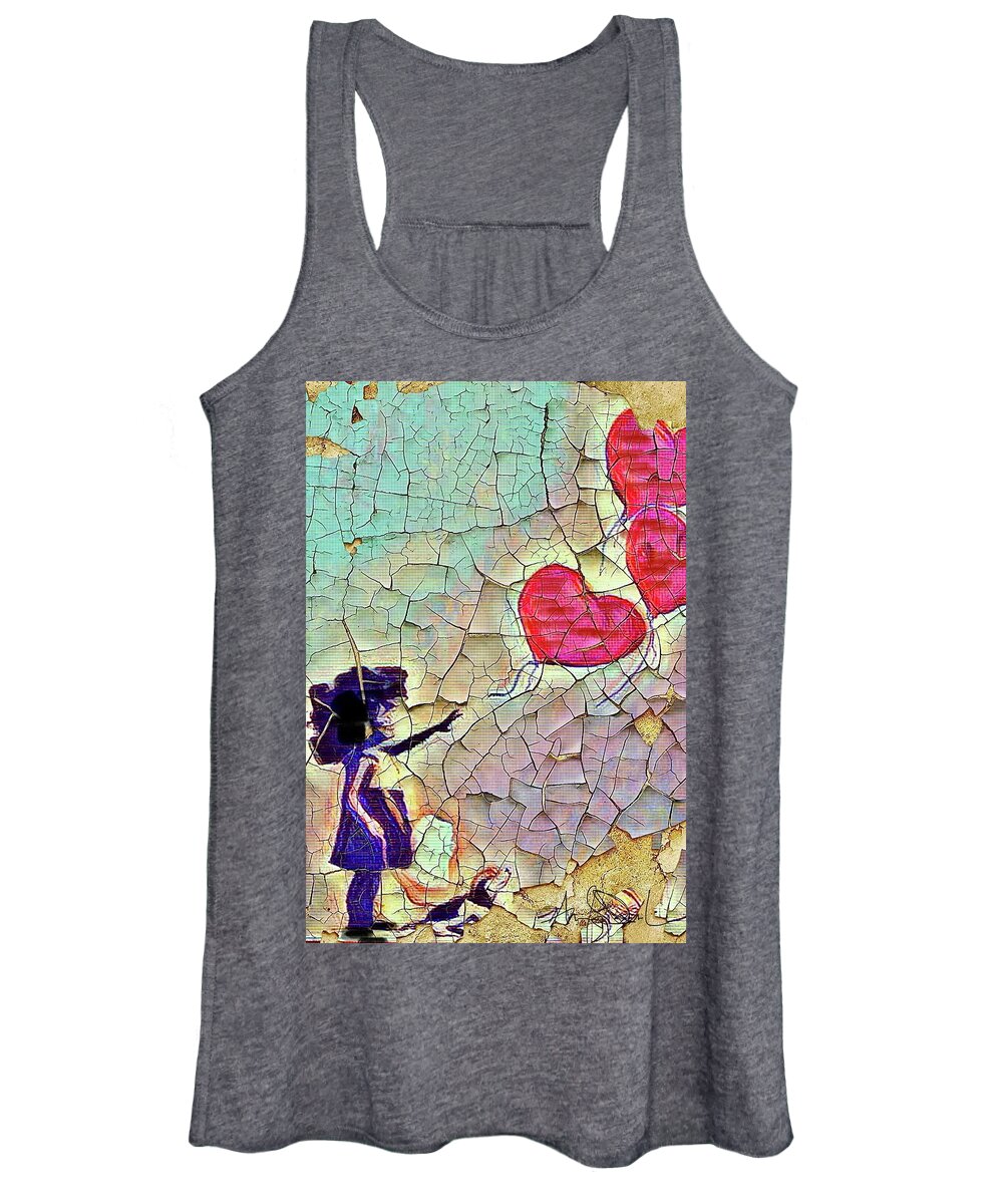  Women's Tank Top featuring the mixed media Balloons by Angie ONeal