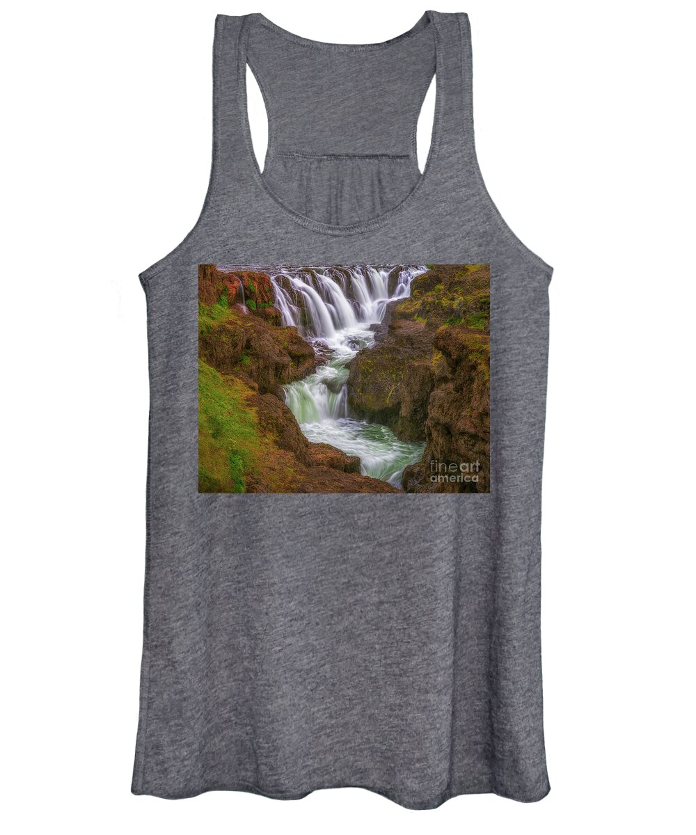 Iceland Women's Tank Top featuring the photograph Barnafossar waterfalls by Izet Kapetanovic