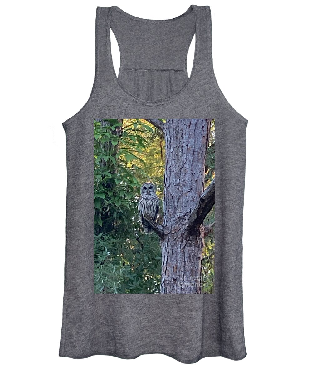Owl Women's Tank Top featuring the photograph Barred Owl by Barbara Von Pagel