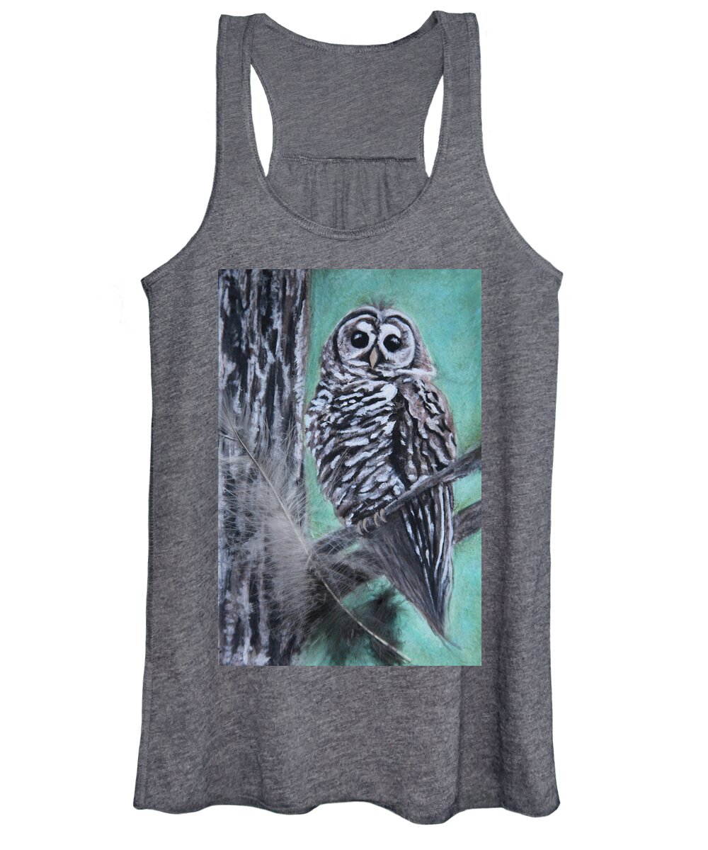 Art Women's Tank Top featuring the painting Barred Owl by Tammy Pool