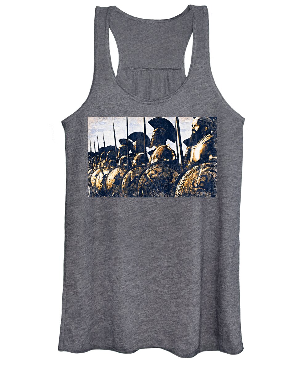 Spartan Warrior Women's Tank Top featuring the painting Battles of ancient Sparta - 11 by AM FineArtPrints