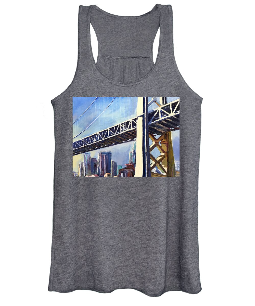 San Francisco Women's Tank Top featuring the painting Bay Bridge - San Francisco by Shawn Smith