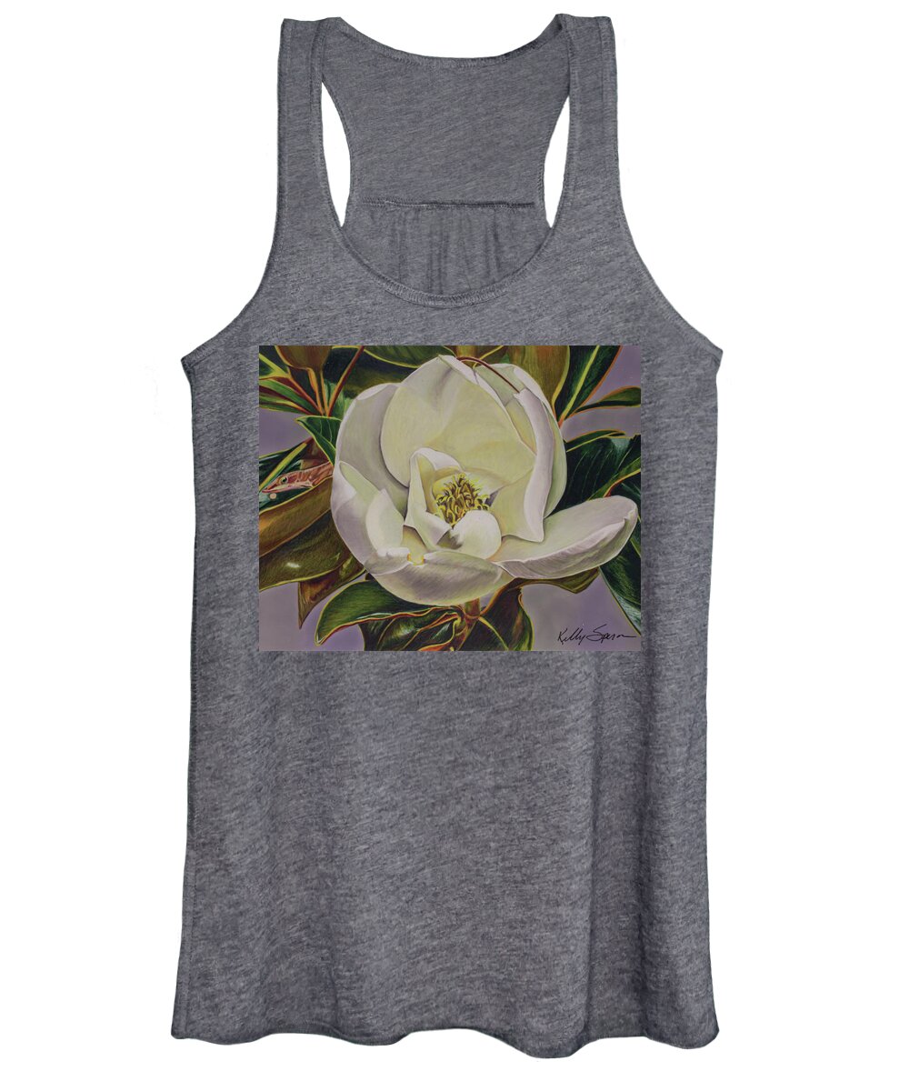 Magnolia Women's Tank Top featuring the drawing Behind the Magnolia by Kelly Speros