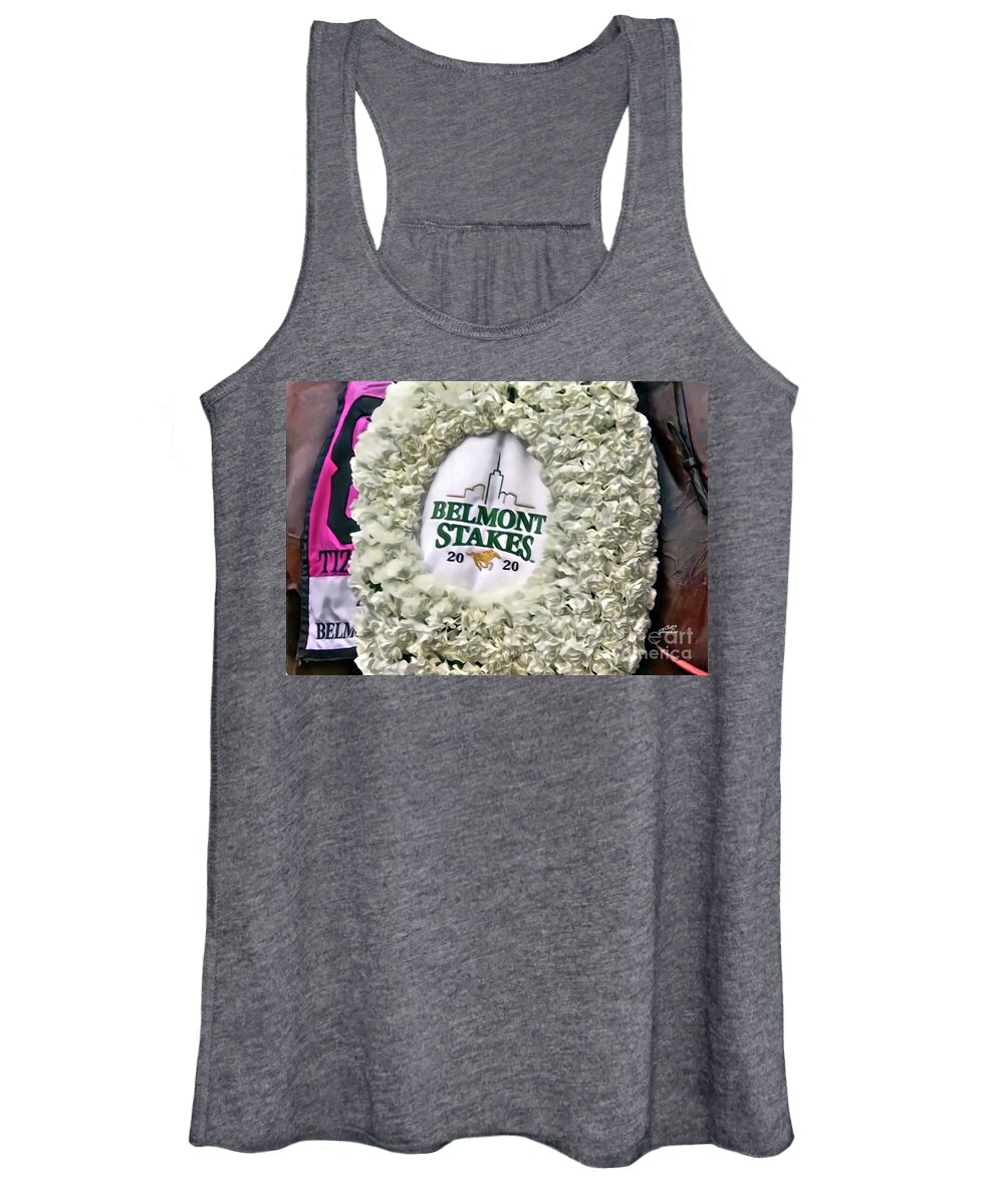 Belmont Park Women's Tank Top featuring the digital art Belmont Stakes Carnations by CAC Graphics