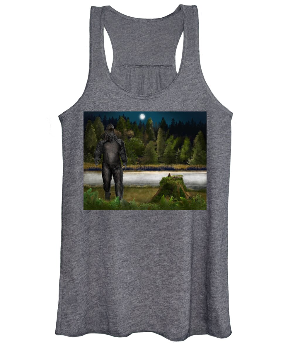Bigfoot Gifting Women's Tank Top featuring the painting Bigfoot Gifting by Mark Taylor