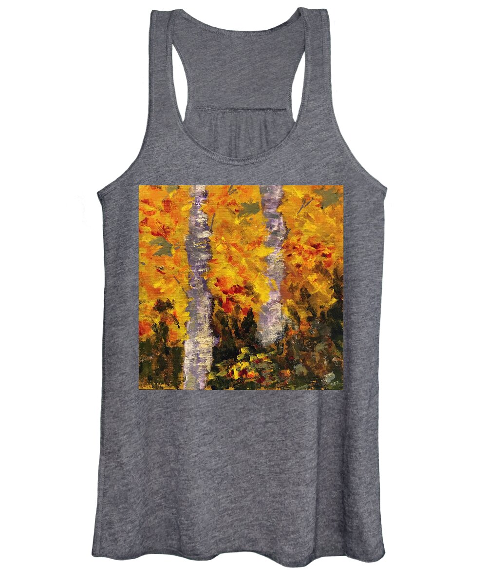 Birch Women's Tank Top featuring the painting Birch #2 by Milly Tseng