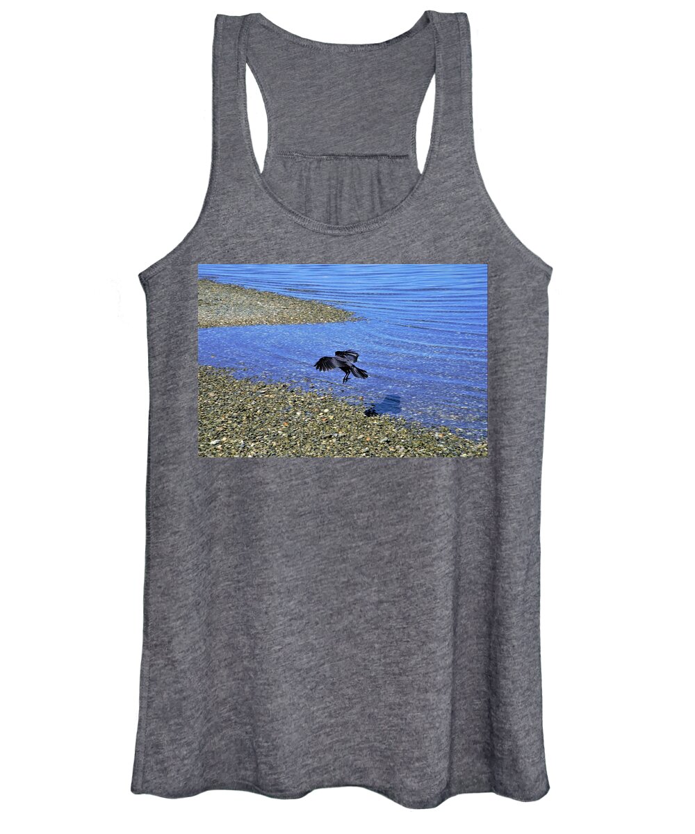 Bird Women's Tank Top featuring the photograph Bird Coming to Dry Land by James Cousineau