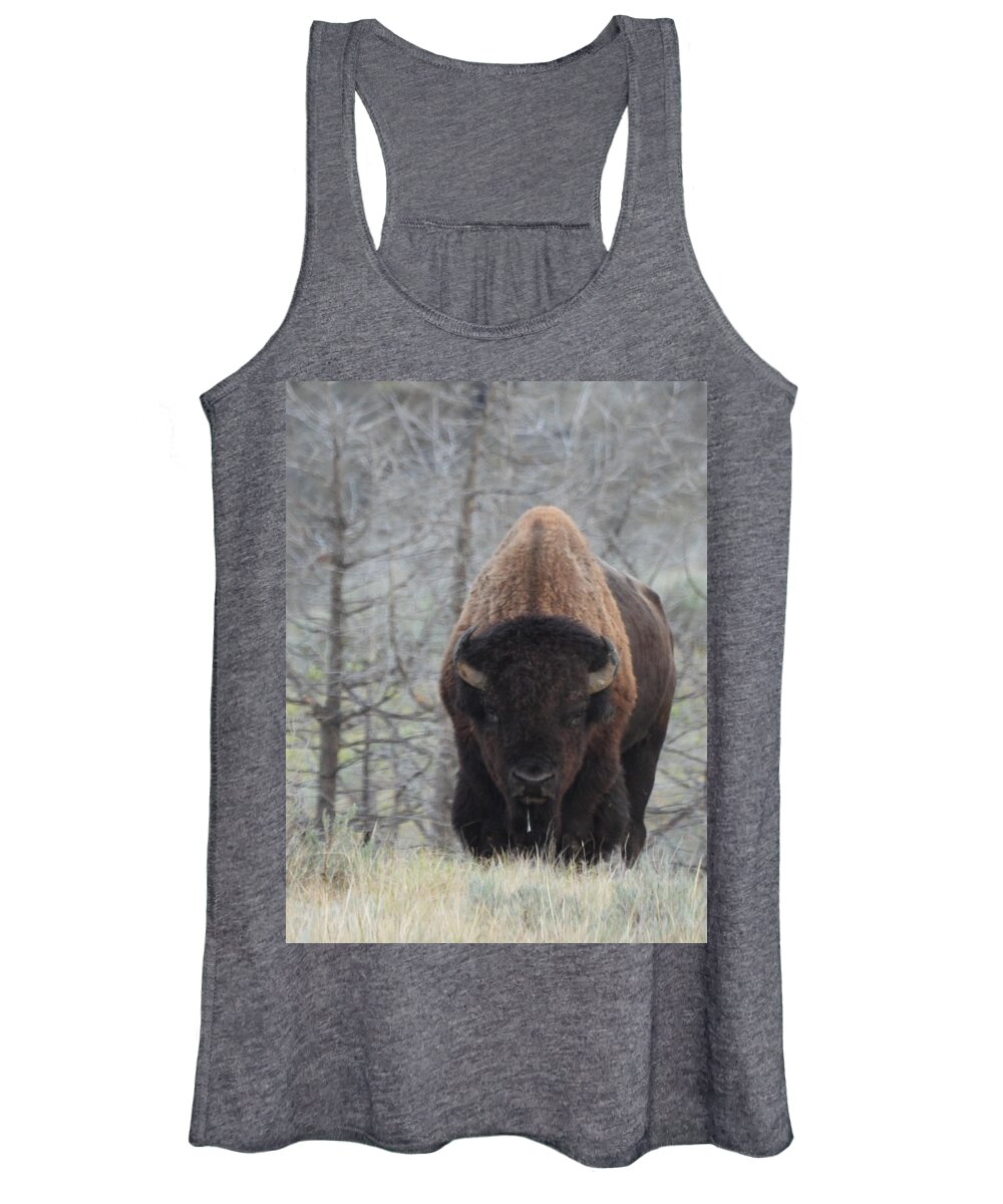 Bison Women's Tank Top featuring the photograph Bison Drool by Amanda R Wright
