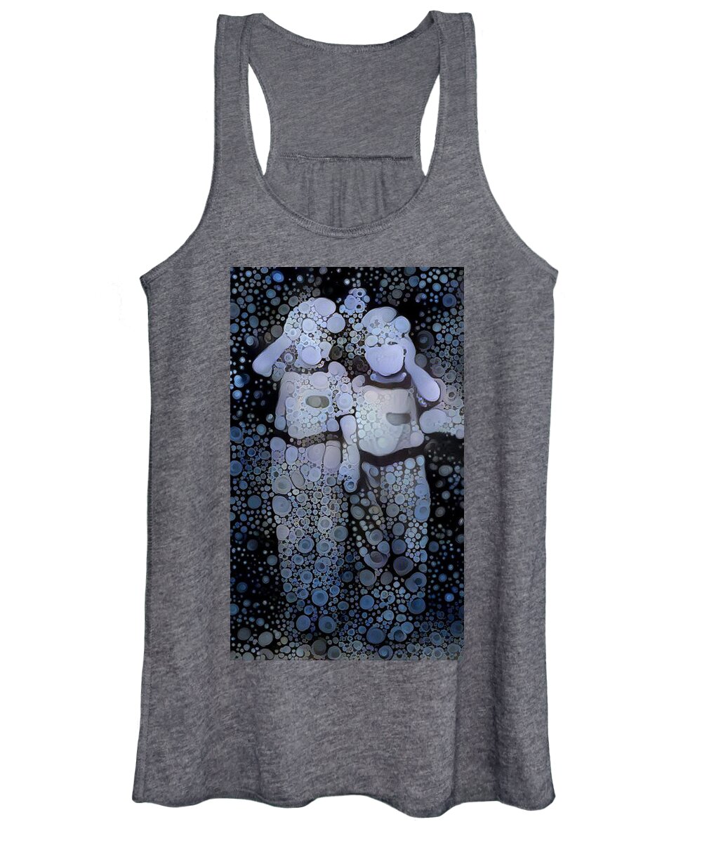 Buys Women's Tank Top featuring the digital art Black and Blue by Matthew Lazure
