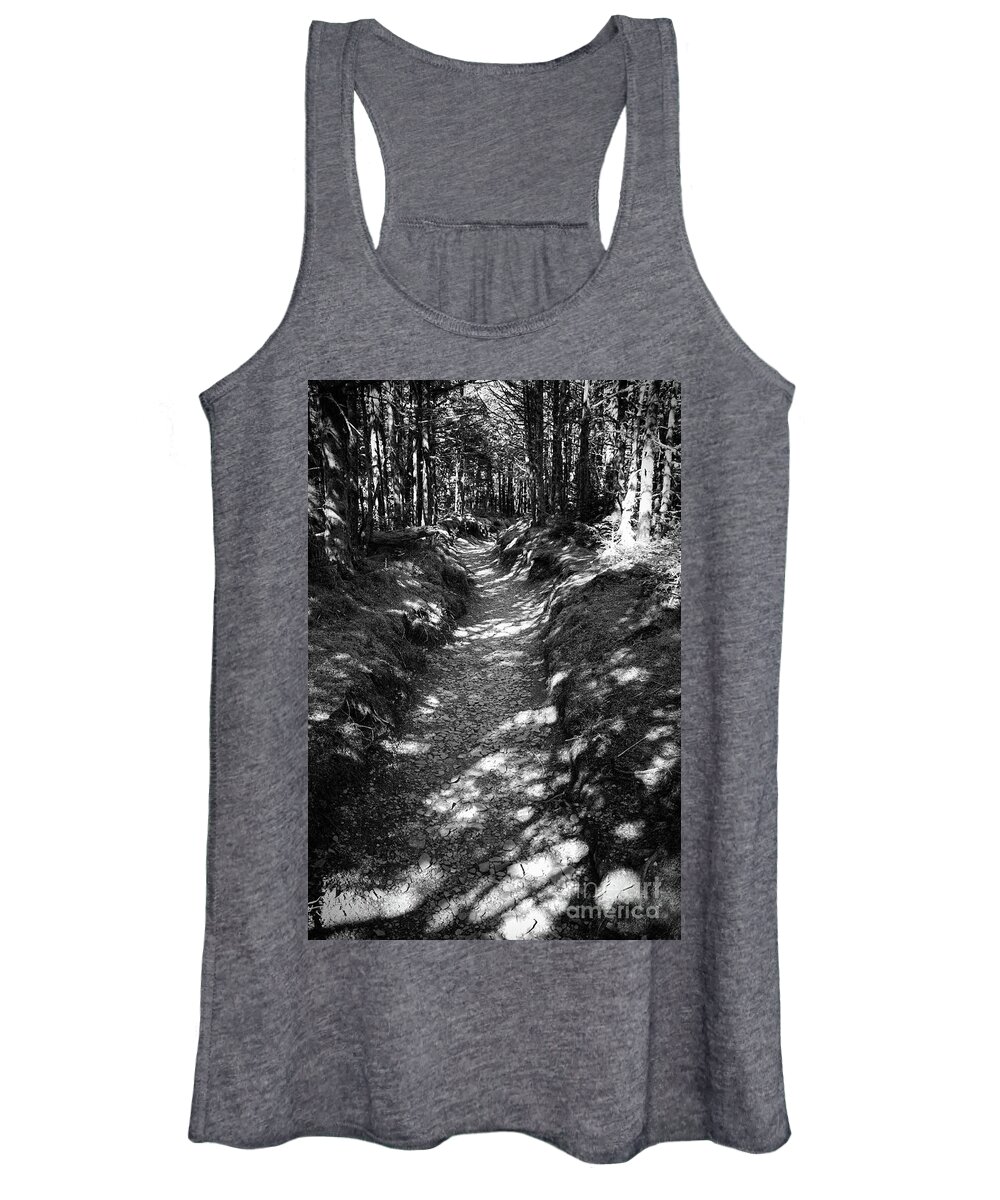 Tennessee Women's Tank Top featuring the photograph Black And White Forest Trail by Phil Perkins