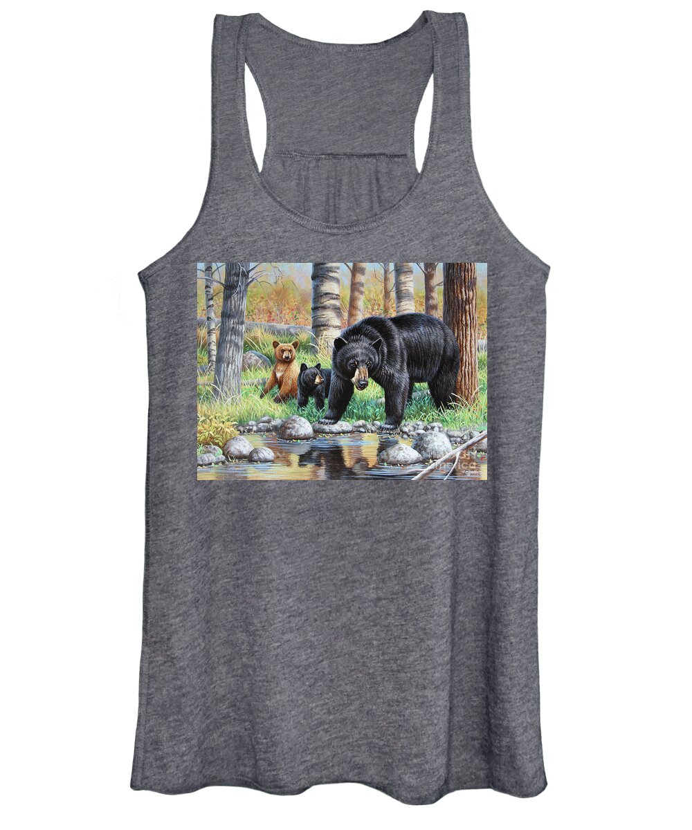 Cynthie Fisher Women's Tank Top featuring the painting Black Bear Family by Cynthie Fisher
