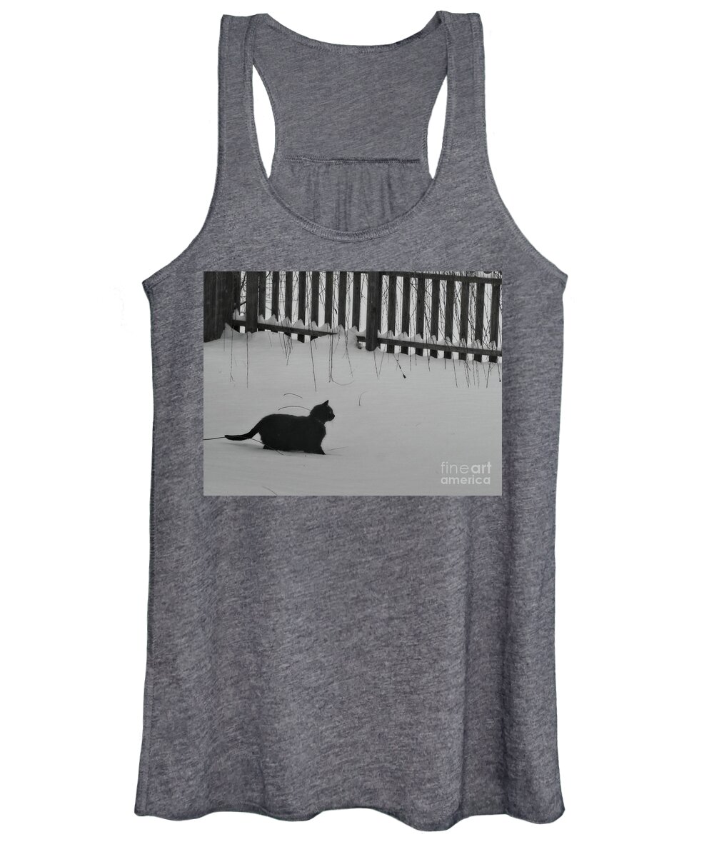 Snow Women's Tank Top featuring the photograph Black in White by On da Raks