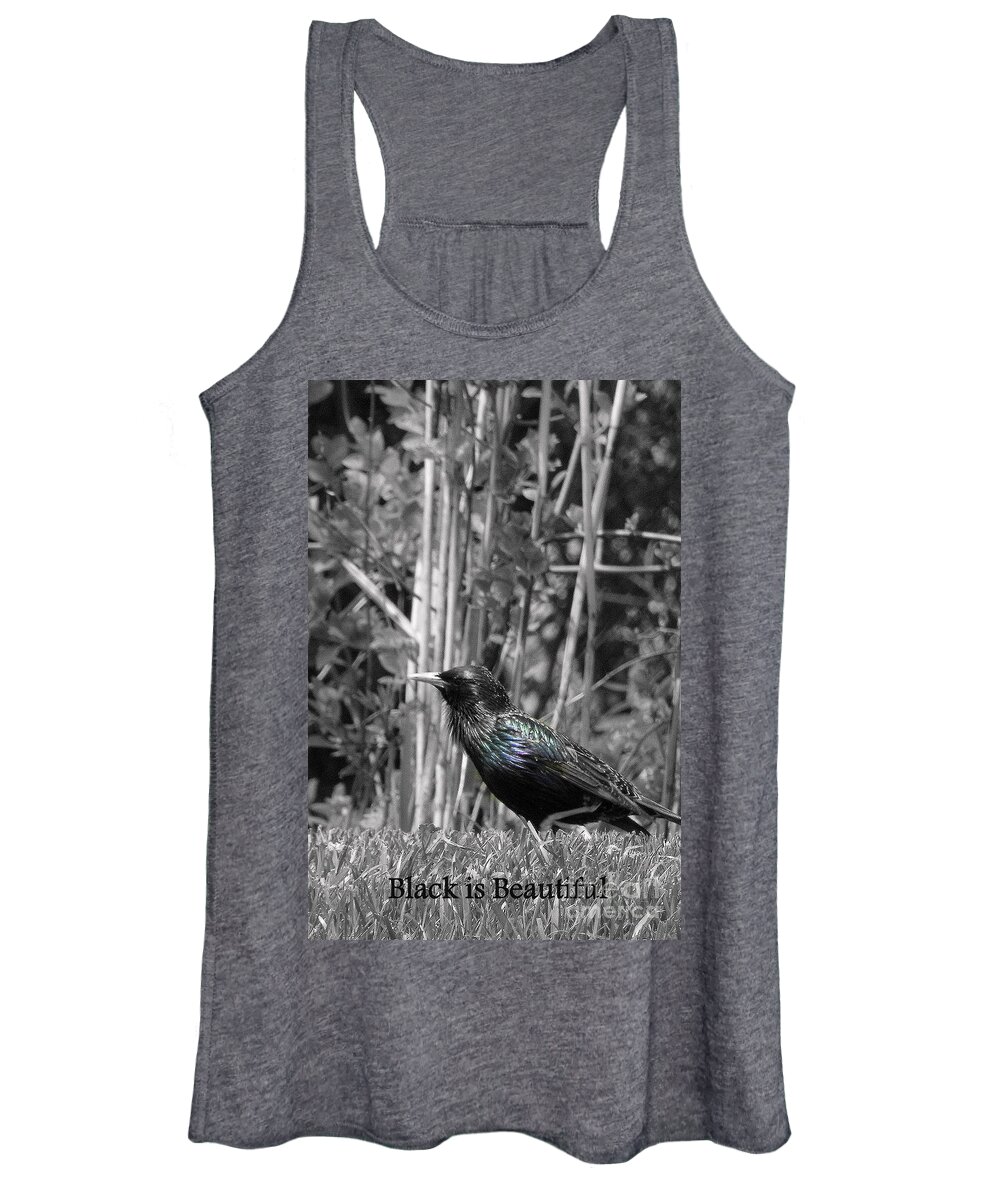 Black Women's Tank Top featuring the photograph Black is Beautiful BW by Irene Czys