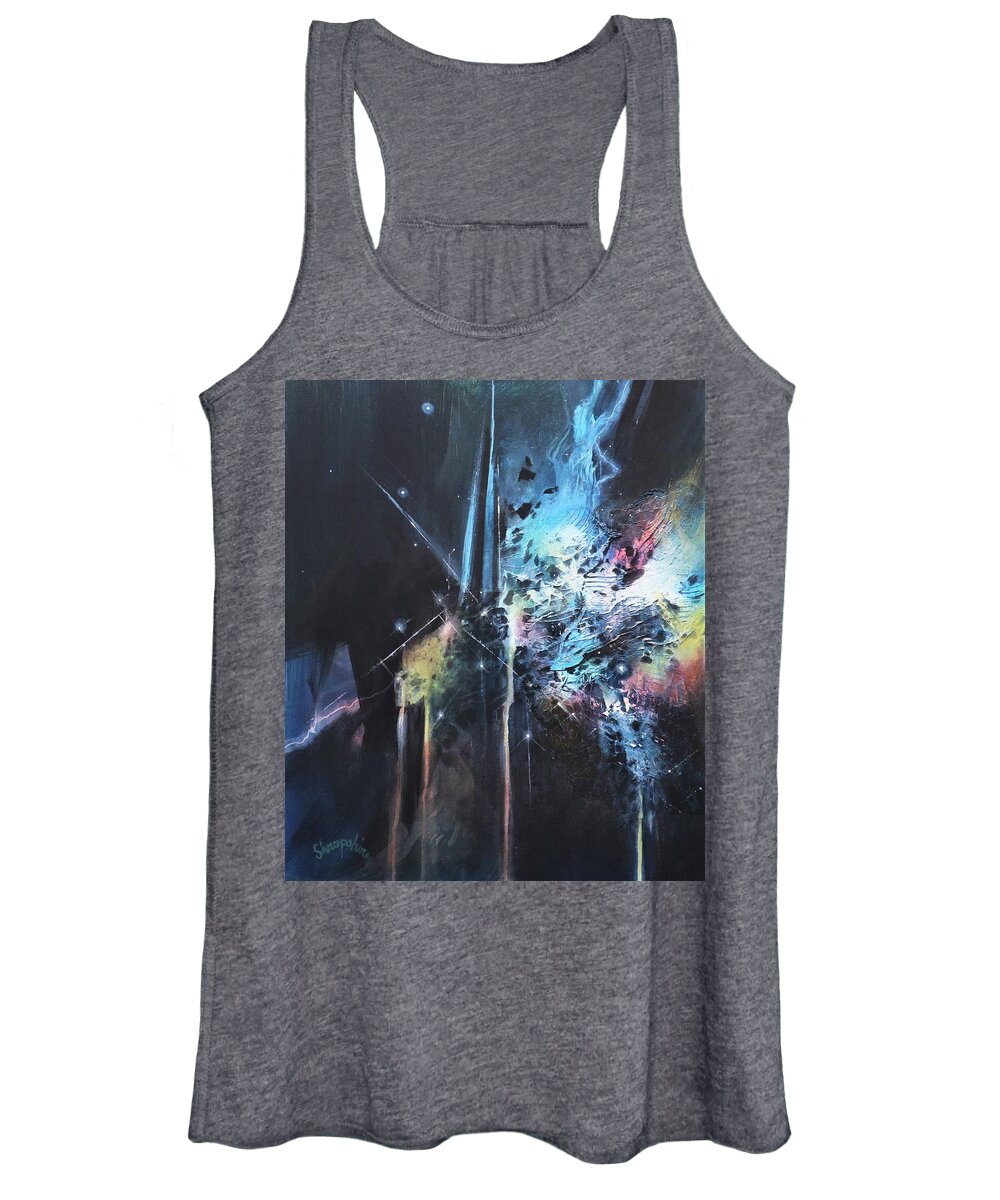 Blue Ice Women's Tank Top featuring the painting Blue Ice Crystals by Tom Shropshire